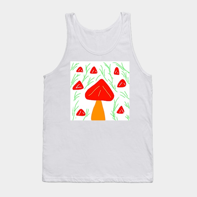 red mushroom green leaves design Tank Top by Artistic_st